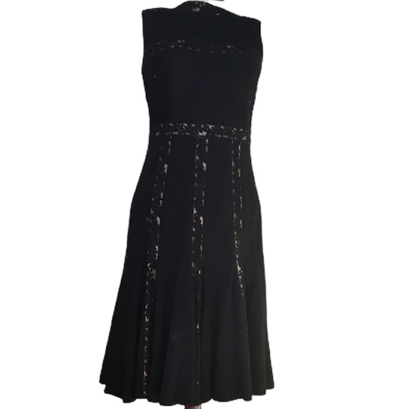 Tadashi Shoji Pintuck Jersey And Lace Dress - Picture 2 of 6